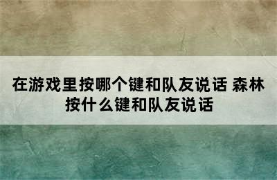 在游戏里按哪个键和队友说话 森林按什么键和队友说话